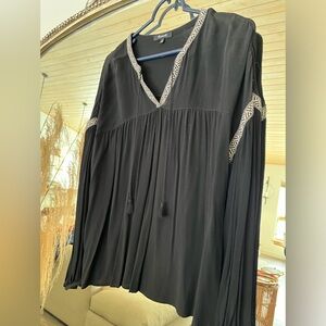 Madewell Black Boho Blouse with Embroidered Accents